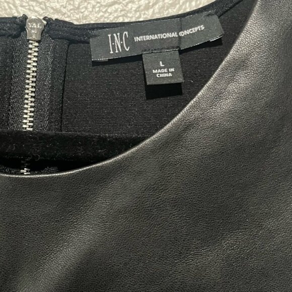 INC- Black Top with Faux Leather Front Size L - Picture 3 of 3
